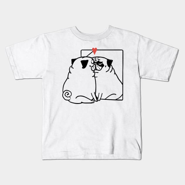 Love Yourself Pug Kids T-Shirt by huebucket